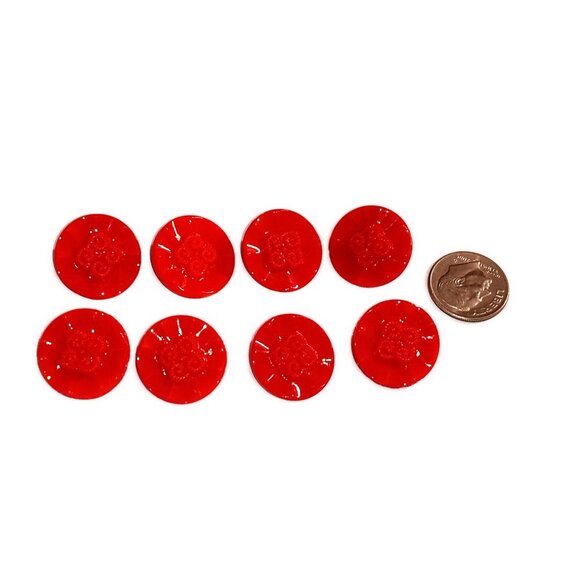 1930s Deep Red Vintage Czechoslovakian Glass Buttons, Crafting Supplies - Picture 1 of 5